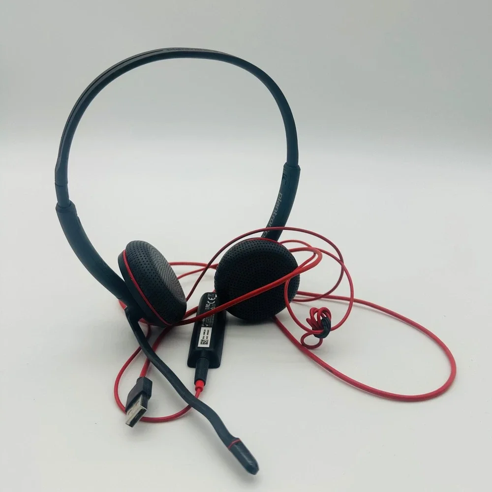 Plantronics Blackwire C3200 USB-A Wired On-Ear Headset Black Red C3210 C3220‎